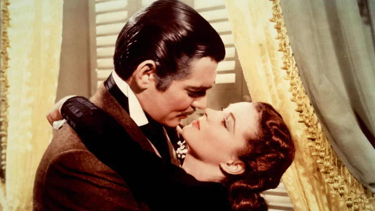 Clark Gable and Vivien Leigh in the film "Gone with the Wind