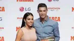 Georgina Rodriguez and Cristiano Ronaldo together on the red carpet in 2019