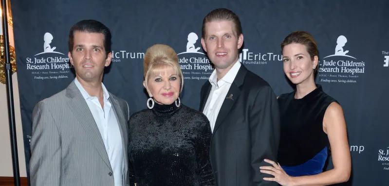 Ivana Trump and her children Eric, Ivanka, Donald Jr. 