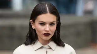 Thylane Blondeau at the new Miu Miu winter/fall collection at Paris Fashion Week.