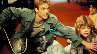 Michael Biehn and Linda Hamilton in The Terminator