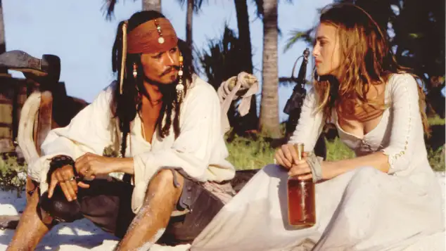 Johnny Depp and Keira Knightley in Pirates of the Caribbean
