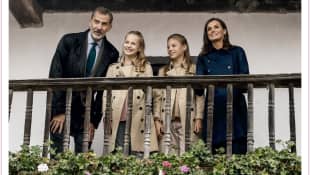 King Felipe, Princess Leonor, Infanta Sofia and Queen Letizia on the 2019 Christmas card
