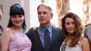 Pauley Perrette, Mark Harmon and Cote de Pabloncis