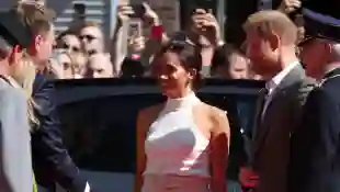 Duchess Meghan and Prince Harry at the town hall in Düsseldorf