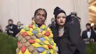 Rihanna And A$AP Rocky At The Met Gala Celebrating In America: A Lexicon Of Fashion On September 13, 2021.