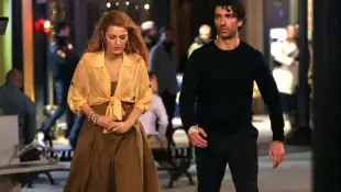 Blake Lively and Justin Baldoni during filming