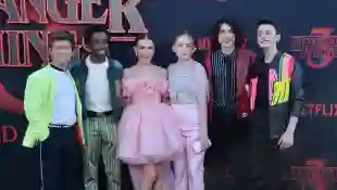 The cast of "Stranger Things" with Gaten Matarazzo, Caleb McLaughlin, Millie Bobby Brown, Sadie Sink, Finn Wolfhard and Noah Schnapp on June 28, 2019