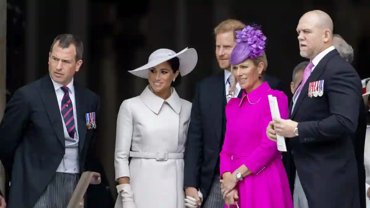 Duchess Meghan, Prince Harry, Zara Tindall and Mike Tindall Anniversary Queen
