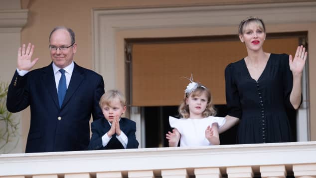Prince Albert with Princess Charlène and the twins