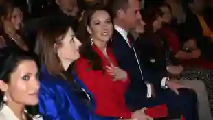 duchess kate red two-piece suit