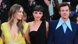 Olivia Wilde, Sydney Chandler and Harry Styles make their first red carpet appearance together in Venice