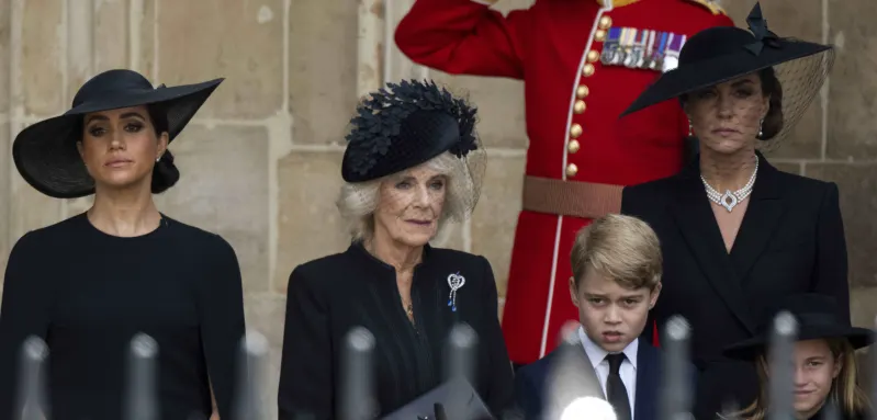 Duchess Meghan, Queen Camilla, Prince George and Duchess Kate