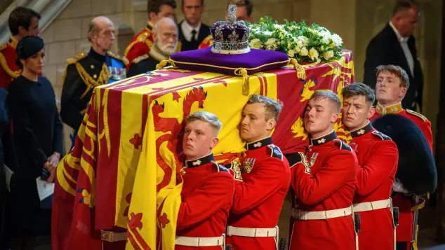 The coffin of Queen Elizabeth II.