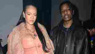 Rihanna Stuns In Tight Leather Dress As She Flaunts Her Baby Bump