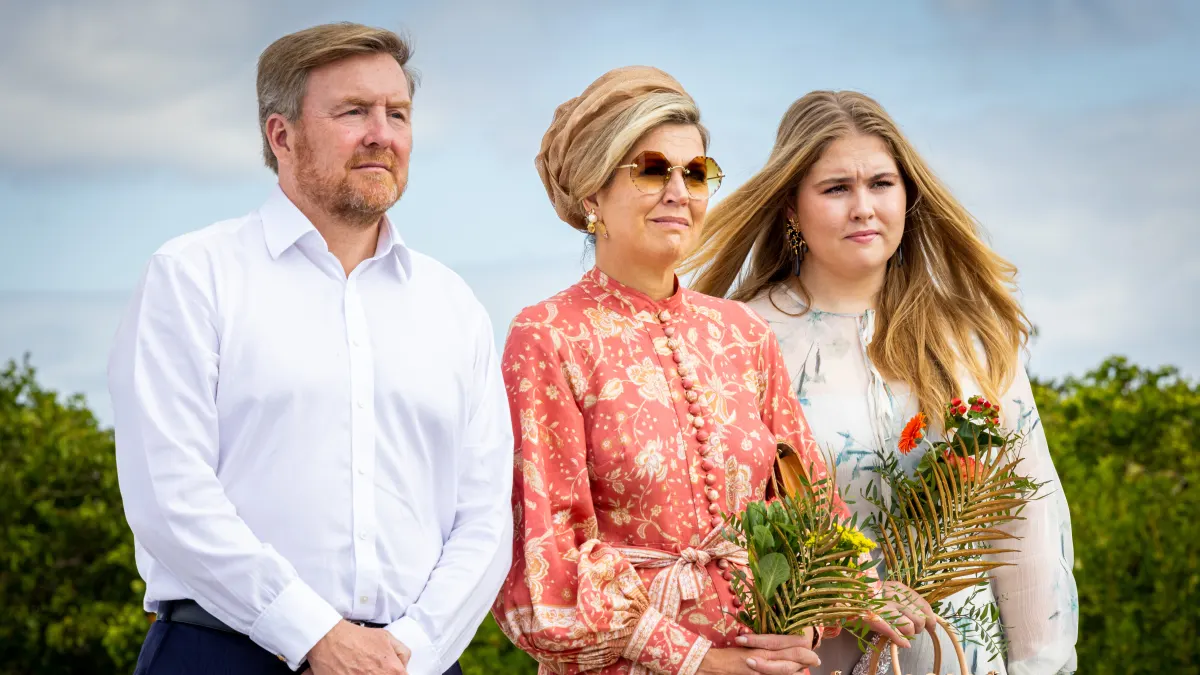 King Willem-Alexander, Queen Máxima, and Princess Amalia during their trip to the Caribbean in early 2023