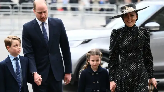 Prince George, Prince William, Princess Charlotte and Duchess Kate