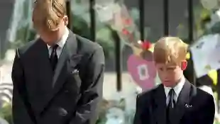 Prince William and Prince Harry at the funeral of their mother, Lady Diana
