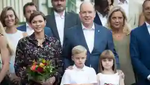 Princess Charlene, Prince Albert II, Prince Jacques and Princess Gabriella attend the traditional Monegasque picnic in Monaco on September 09, 2023.