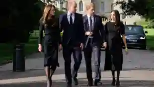 Princess Kate, Prince William, Prince Harry and Duchess Meghan at the service for the late Queen