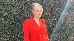 Rebel Wilson in red jumpsuit on Instagram