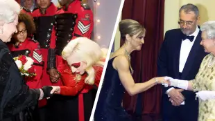 Deep kneeling: When Hollywood stars meet the Queen: Lady Gaga, Queen Elizabeth II, Madonna