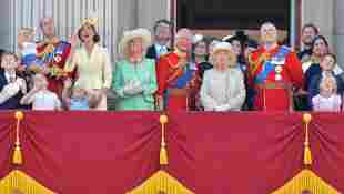 The British Royal Family observes flyover at Trooping the Colour 2019. Meghan Markle press attacks.