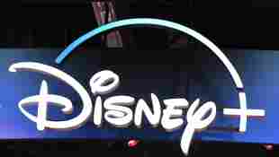 The Disney+ logo pictured at the D23 Expo in 2019. Disney+ COVID-19 postponement in India.