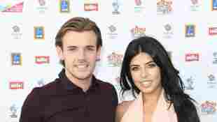 Nathan Massey and Cara de la Hoyde arrive for the Team GB FanZone Opening Ceremony Party in Queen Elizabeth Olympic Park on August 5, 2016 in London, England.