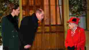 Duchess Kate, Prince William and Queen Elizabeth II meet outside Windsor Castle 2020
