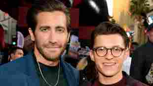 Jake Gyllenhaal and Tom Holland at the Spider-Man: Far From Home premiere in Hollywood, California.