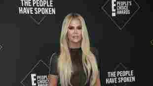 Khloé Kardashian attends the 2019 E! People's Choice Awards at Barker Hangar on November 10, 2019