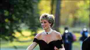 Princess Diana in 1994, wearing what today is called "Revenge Dress", at the Serpentine Gallery in London.