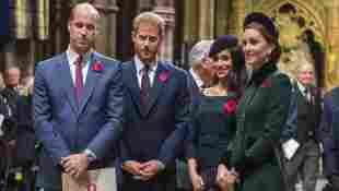 The Dukes of Cambridge and Sussex with their wives Meghan and Catherine at the Remembrance Day service in the fall of 2018.