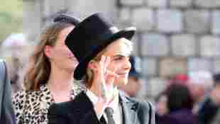 Cara Delivingne Top hat St. George's Chapel Windsor Castle Eugenie Wedding