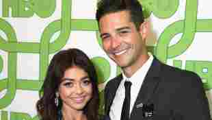 Sarah Hyland and Wells Adams on the red carpet at HBO's Official Golden Globe After Party