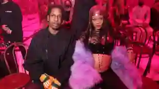 ASAP Rocky and Rihanna during Milan Fashion Week