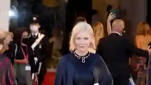 Jury President Cate Blanchett walks the red carpet ahead of the Opening Ceremony and the "Lacci" red carpet during the 77th Venice Film Festival.