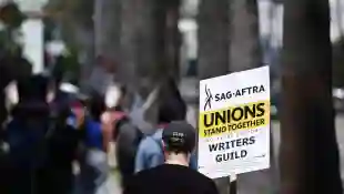 SAG-AFTRA Union Members Join Writers Picket Line At Netflix Headquarters
