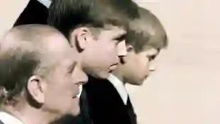 Prince Philip, Prince William and Prince Harry during Princess Diana's funeral.