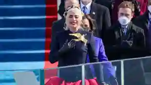 Lady Gaga Sings National Anthem For Presidential Inauguration Wearing Dove Of Peace - Watch Here