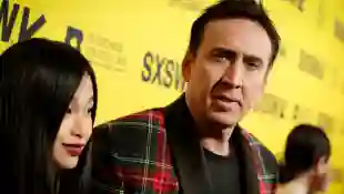Nicolas Cage dressed like a can of shortbread at SXSW video rant photo picture suit 2022