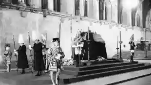 Prince Philip royal vault funeral burial interment The coffin of King George VI, days before interment in the Royal Vault, 1952.