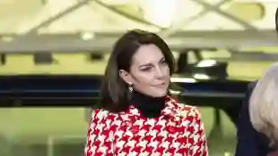 Princess Kate maternity coat red white houndstooth Prince William pregnant Prince Louis
