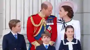 Prince William, Princess Kate and their children Prince George, Prince Louis and Princess Charlotte at Trooping the Colour 2024