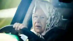 Queen Elizabeth II driving car at 2019 Royal Windsor Horse Show.