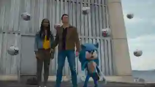 Tika Sumpter and James Marsden with "Sonic" in 'Sonic The Hedgehog' Movie Sets Box Office Record On Opening Weekend