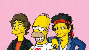 Homer Simpson con Keith Richards y Mick Jagger en Los Simpson.