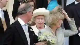 Prince Charles and Camilla on their wedding day with the Queen