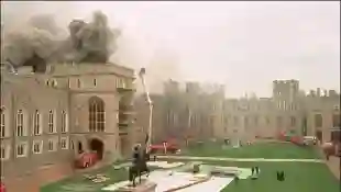 Windsor Castle on fire in 1992.